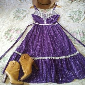 Corseted Lace up Prairie Dress 60s 70s